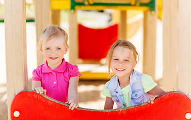 Image showing happy girls on children playground
