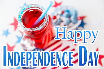 Image showing juice glass and american flag on independence day