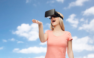 Image showing woman in virtual reality headset or 3d glasses