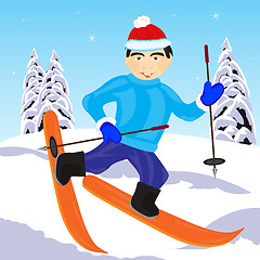 Image showing Skier in wood