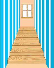 Image showing Wooden stairway in corridor