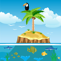 Image showing Desert island and undersea world