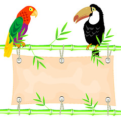 Image showing Poster and tropical birds