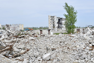 Image showing Pieces of Metal and Stone are Crumbling from Demolished Building Floors