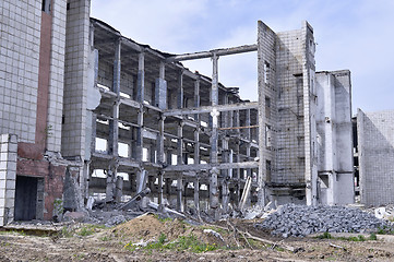 Image showing Pieces of Metal and Stone are Crumbling from Demolished Building Floors