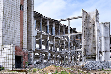 Image showing Destroyed industrial building factory appearance