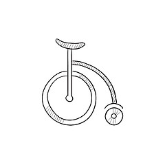 Image showing Circus old bicycle sketch icon.