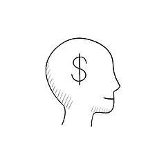 Image showing Head with dollar symbol sketch icon.