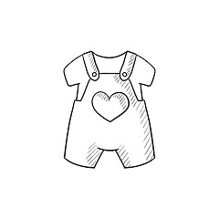 Image showing Baby overalls and shirt sketch icon.