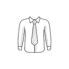 Image showing Shirt with tie sketch icon.