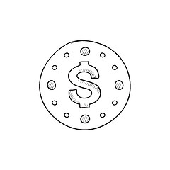 Image showing Wall clock with dollar symbol sketch icon.