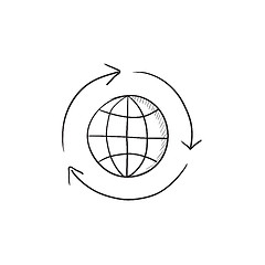 Image showing Globe with arrows sketch icon.