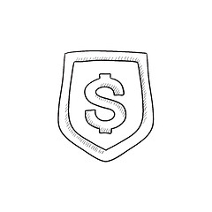 Image showing Shield with dollar symbol sketch icon.