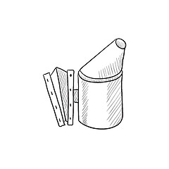 Image showing Bee hive smoker sketch icon.