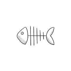 Image showing Fish skeleton sketch icon.