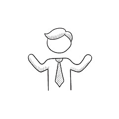 Image showing Man with raised arms sketch icon.