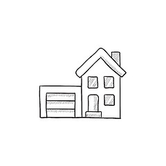 Image showing House with garage sketch icon.