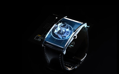 Image showing close up of smart watch with polygonal projection