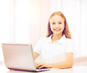 Image showing girl with laptop pc at school