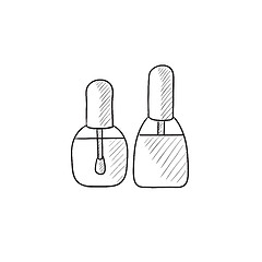 Image showing Bottles of nail polish sketch icon.