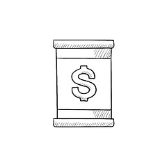 Image showing Barrel with dollar symbol sketch icon.