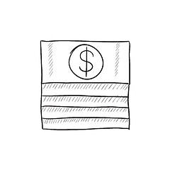 Image showing Stack of dollar bills sketch icon.