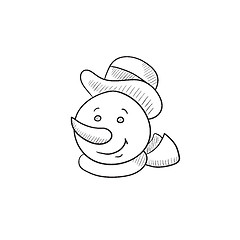 Image showing Snowman head sketch icon.