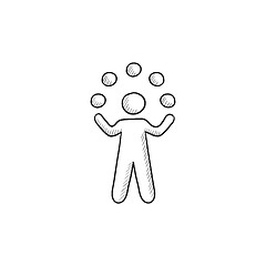 Image showing Man juggling with balls sketch icon.