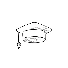 Image showing Graduation cap sketch icon.