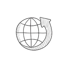 Image showing Earth and arrow around sketch icon.