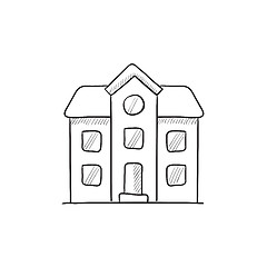 Image showing Two storey detached house sketch icon.