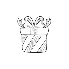 Image showing Gift box sketch icon.