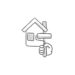 Image showing House painting sketch icon.