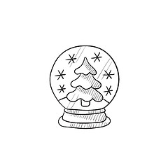 Image showing Snow globe with christmas tree sketch icon.