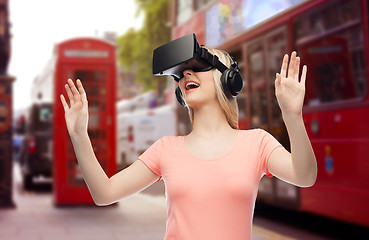 Image showing woman in virtual reality headset or 3d glasses