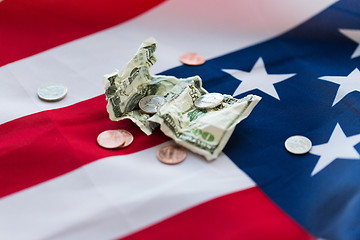 Image showing close up of american flag and money