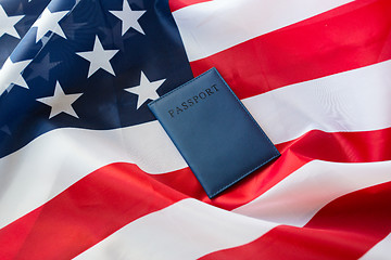 Image showing close up of american flag and passport