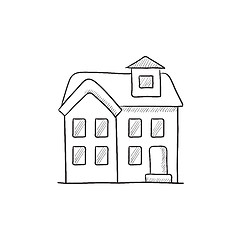 Image showing Two storey detached house sketch icon.