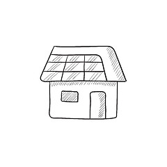 Image showing House with solar panel sketch icon.