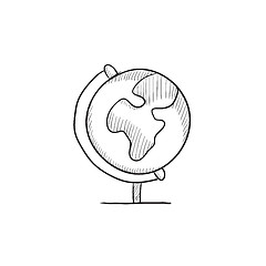 Image showing World globe on stand sketch icon.