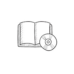 Image showing Audiobook and cd disc sketch icon.