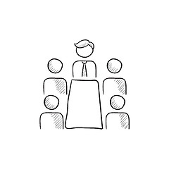 Image showing Business meeting in the office sketch icon.