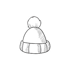 Image showing Knitted hat sketch icon.