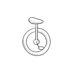 Image showing One wheel bicycle sketch icon.