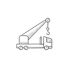 Image showing Mobile crane sketch icon.