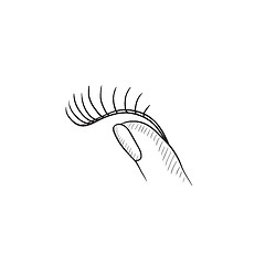 Image showing False eyelashes sketch icon.