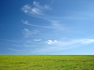 Image showing blue sky and green grass