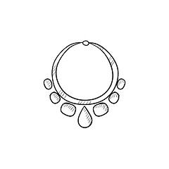 Image showing Necklace with gems sketch icon.