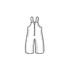 Image showing Baby winter overalls sketch icon.