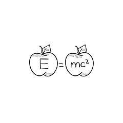 Image showing Two apples with formulae sketch icon.